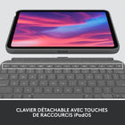 Logitech - Étui clavier Combo Touch pour iPad A16/ 10.9" (10e génération) - Anglais - Gris Oxford-Tapez confortablement et avec précision: Un clavier rétroéclairé bien espacé avec une rangée complète de touches de raccourcis iPadOS, y compris de nouvelles touches de capture d'écran et de dictée, vous aide à optimiser la productivité
