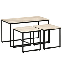 HOMCOM - Table basse gigogne pour salon - bois naturel - Paquet de 3-Les patins en plastique au bas des pieds protègent votre sol des rayures