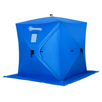Outsunny - Tente De Pêche Sur Glace Pop-Up 2 Personnes Avec Sac De Transport- Bleu-Tente de glace pop-up, facile à installer et à démonter 