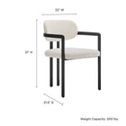 Modway - Elio Tonneau Tissu et métal Chaise à manger - Crème noire-Siège et dossier rembourrés
