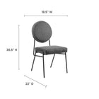 Modway - Craft Tissu rembourré Fauteuils d’accompagnement à manger Ensemble de 2 - Charbon noir-Rembourrage en tissu polyester