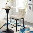 Modway - Privy Acier inoxydable noir Tissu rembourré Tabouret de comptoir - Noir beige-Tissu polyester doux pour tissu