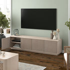 Hudson&Canal - Meuble TV Hanson pour téléviseurs jusqu'à 85 pouces - Blanc aulne-Dimensions du produit : 15,5" L x 78,5" l x 20" H