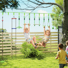 Qaba - Parcours d’obstacles pour enfants, 32,8 pi, 10 pièces, tyrolienne Stackline pour enfants, avec 2 barres de singe, 2 anneaux de gymnastique-Comprend plusieurs ensembles de jeux pour des activités variées 