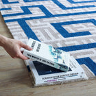 Modway - Nahia Labyrinthe géométrique Tapis de comédie 8 pi l x 10 pi L - Ivoire gris clair et bleu-Dessous du tissu de jute adhéré