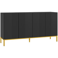 HOMCOM - Buffet 55,1 po L, armoire de rangement - noir-Lignes cannelées et base dorée pour un look élégant 