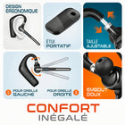 Delton - Casque Bluetooth sans fil ultraléger 90X avec réduction de bruit, noir-Fabriqué en silicone souple avec des coussinets en mousse pour un ajustement parfait et confortable, même en cas d'utilisation prolongée.