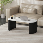 HOMCOM - Table basse avec plateau effet marbre - noir-Hauteur de 15 po (38 cm) permettant un nettoyage facile sous la table basse
