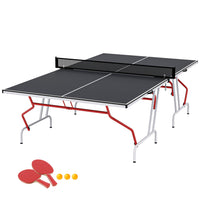 Soozier - Table De Ping-Pong Grandeur Réelle 9 po x 5 po - Table De Tennis De Table - Gris Foncé-Se plie en quatre pour un encombrement de rangement plus réduit que les modèles à double pliage  