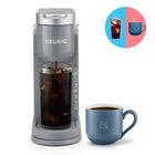 Keurig K-Iced - Cafetière une tasse à la fois pour capsule K-Cup avec un simple bouton bleu pour Infusion sur glace - Gris-Infusion sur glace : ajuste automatiquement la température d’infusion — plus chaud au début pour extraire toute la saveur et ensuite moins chaud pour réduire la fonte des glaçons.