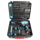 Fixtec - Kit de perceuse sans fil 12V avec batterie, chargeur et 60 accessoires-Emballe dans une boîte de rangement noire pour plus de commodité.