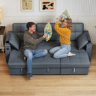 HOMCOM - Canapé-lit gigogne avec ports USB et rangement pour chaise longue - gris foncé-Assemblage requis 