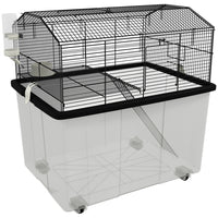 PawHut - Cage à Hamster/Gerbille avec Roues, Fond Détachable, Ramp-La plateforme et la rampe encouragent l'exercice quotidien des hamsters
