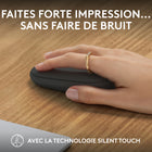 Logitech - Pebble Mouse 2 M350s fine sans fil Bluetooth, portable, légère, boutons personnalisables - Graphite-Faites discrètement forte impression: laissez votre travail parler plus fort que vos clics. La discrète souris Pebble Mouse 2 M350s dotée de la technologie Silent Touch élimine 90% du bruit des clicsv
