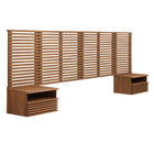 Modway - Render Ensemble 8 pièces : Tête de lit King murale et tables de chevet modernes - Noyer-Ensemble de tête de lit et de table de nuit