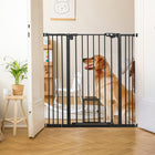 PawHut - Porte pour animaux 41" avec porte de passage - Noir-Cette barrière de sécurité pour escaliers permet à la porte de s’ouvrir dans les deux directions
