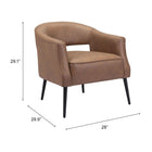 Zuo - Berkeley Fauteuil d’appoint - Brun vintage-Garantie limitée de 3 ans