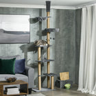 PawHut - arbre à chat du sol au plafond, hauteur réglable 90,5 po - 98,5 po - gris-Hauteur réglable de 90,6 po à 98,4 po H (230-250 cm), peut être fixée au plafond à l'aide de la barre de tension incluse pour plus de sécurité 