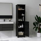Kleankin - Armoire de rangement de salle de bain haute et étroite - noir-Design compact et étroit pour les petits espaces 