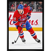 Nick Suzuki 20x29 sur toile Canadiens Action-H - Toile encadree - 31" x 22"-Impression sur toile de qualité supérieure avec bordures enveloppées