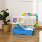 PawHut - Cage à hamster 23 po à 3 niveaux avec roue et bouteille d'eau - Bleu-Trois niveaux pour un design spacieux