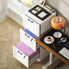 HOMCOM - Classeur 3 tiroirs pour documents Lettre/A4 avec serrure - blanc-Assemblage requis 