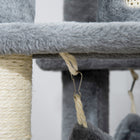 PawHut - arbre à chat 55 po pour chats d’intérieur, centre d’activités avec balles suspendues, condo, hamacs, lit, rampe - gris-Matériaux : panneau de particules, peluche, sisal 