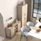 HOMCOM - Armoire de cuisine 6 niveaux avec 4 portes - bois naturel-Équipé de fixations murales anti-basculement pour plus de sécurité 