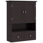 kleankin - Armoire murale de salle de bain avec étagère et tiroirs - brun-Conception murale permettant de gagner de la place