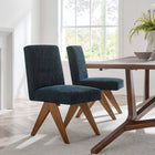 Modway - Lyra Tissu Fauteuil d’appoint de la salle à manger Ensemble de 2 - Azure Fabric-Tissu tissé en bruyère