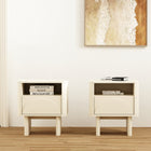 Manhattan Comfort - Ensemble de 2 tables de nuit modernes Ella 39,4" - Crème-Comprend 1 étagère ouverte et 1 tiroir à extension totale avec une façade avant en demi-cercle surélevée