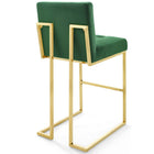 Modway - Privy Acier inoxydable doré Performance Velvet Tabouret de bar - Émeraude d’or-Capsules de pied non marquées