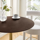 Modway - Lippa Noyer cerisier rond de 28 po Bois Bar Table, Noyer cerise doré-Sièges 2