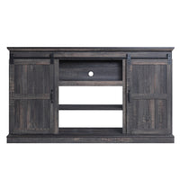 Manhattan Comfort - Meuble TV traditionnel Myrtle 60 po - Marron foncé-Meuble TV indépendant de style grange traditionnelle pour salon et chambre