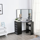 HOMCOM - Coiffeuse d'angle avec miroir - 43,7 po L x 22,1 po l x 55,6 po H - noir-Design élégant et simple, s’adapte facilement à la plupart des décors de maison 