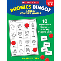Scholastic Teaching Solutions - Bingo phonétique : Cahier d'activités sur les voyelles longues et complexes-Les enfants adorent apprendre en jouant, et ces jeux de bingo sont un moyen amusant de développer leurs compétences en phonétique et en conscience phonémique