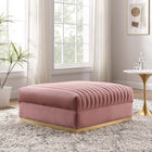 Modway - Sanguine Chenal Touffé Performance Velvet Modular Sectional Sofa Ottoman - Rose poussiéreuse-Touffage vertical des chenaux