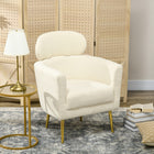 HOMCOM - Fauteuil d’appoint moderne avec appui-tête amovible pour salon - blanc crème-Coussin d’assise en mousse épaisse sur toute la surface avec ressorts en S à l’intérieur pour un confort optimal  
