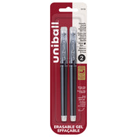 uni-ball − Stylos rétractables à gel effaçable − 0,7 mm − noir − paquet de 2-Stylos gel