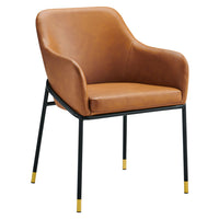 Modway - Jovi Cuir végane Chaise à manger - Black Tan-Fauteuil à manger rétro moderne