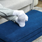 HOMCOM - Banc de rangement rembourré pour bout de lit - bleu foncé-Patins antidérapants pour protéger votre sol des rayures 