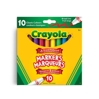 Marqueurs à trait large Crayola, ensemble de 10-Comprend 10 marqueurs à trait large aux couleurs classiques, parfaits pour la classe