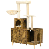 PawHut - Enclos pour bac à litière avec arbre à chat, condo - poteaux à griffer-Utilisé comme enceinte pour litière pour chat, maison pour chat ou arbre à chat 