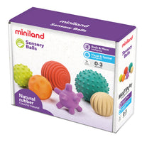 Miniland - MLE97314 Balles sensorielles - ensemble de 6-Fabriqué en caoutchouc naturel - écologique