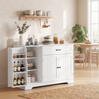 HOMCOM - Buffet moderne 44 po avec tiroir et étagères latérales de rangement - blanc-Des étagères exclusives sur les portes permettent de ranger les épices et les collations, réduisant l'encombrement 