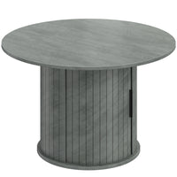 HOMCOM - Table basse ronde 31,5 po avec rangement - gris-Le design à colonnes à lattes avec une finition gris ciment apporte un style contemporain et épuré tout en garantissant une stabilité robuste