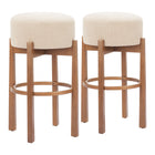 Zuo - Nade Tabouret de bar - Beige/Noyer - Ensemble de 2-Bois d’hévéa