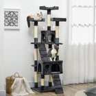 PawHut - Arbre à chat 68 po, tour condo grande à plusieurs niveaux - gris charbon-Base solide en particules enveloppée de peluche chaude et douce 