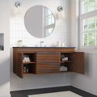 Modway - Render Fixation murale de 48" Vanette de salle de bain - Noir noyer-Tiroirs à extension complète