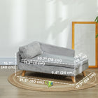 PawHut - Canapé-lit pour chien pour chats moyens avec coussin, oreiller - gris clair-Conception surélevée gardant la literie sèche et à l’abri des courants d’air 